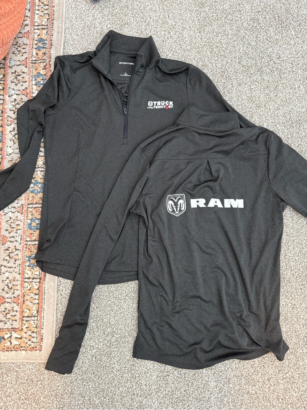 Branded Dark Grey Quarter-Zip Logo Pullover
